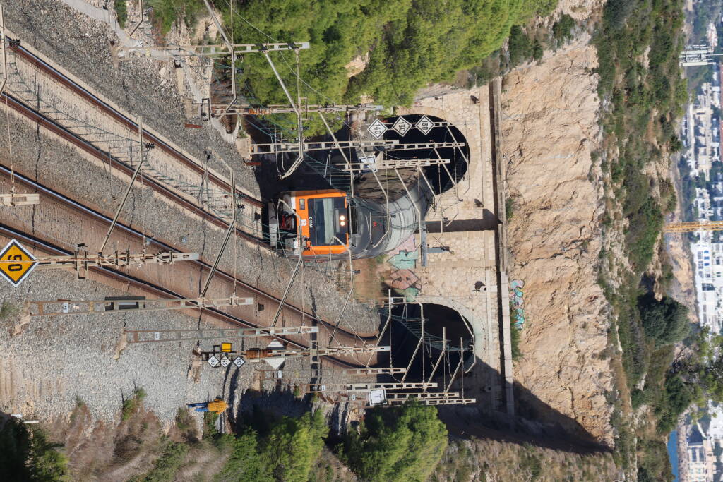 … and a view of a train entering a tunnel.