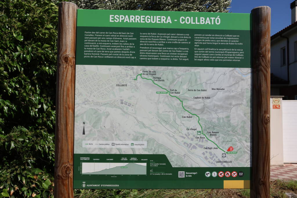 First half of my journey – from Esparreguera to Collbató, via a marked path.