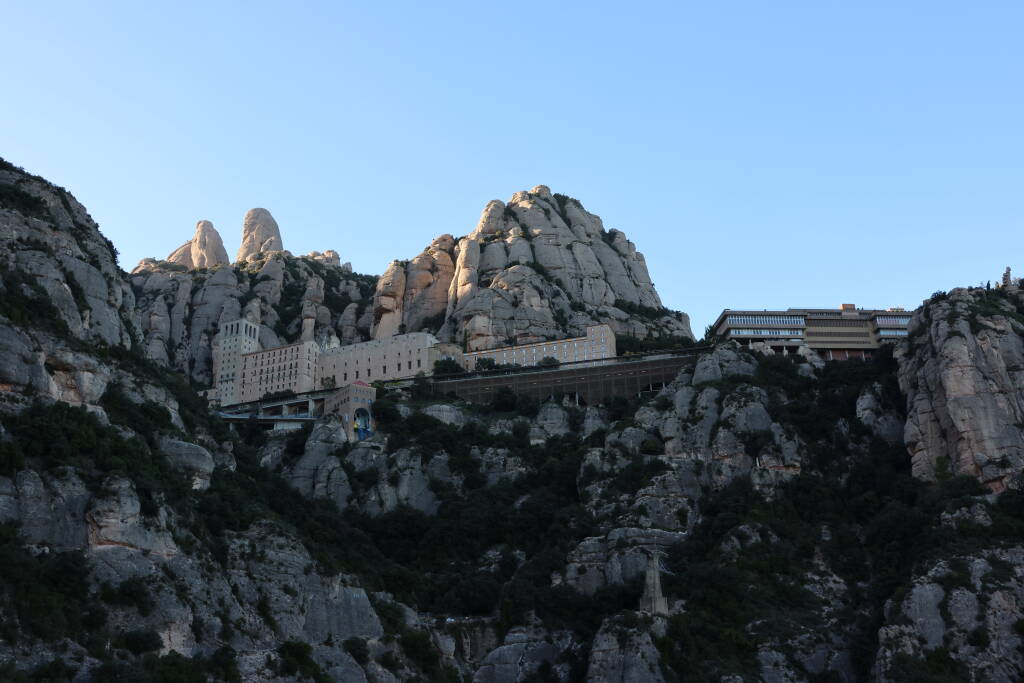 The monastery area is creatively built inbetween the rocks.