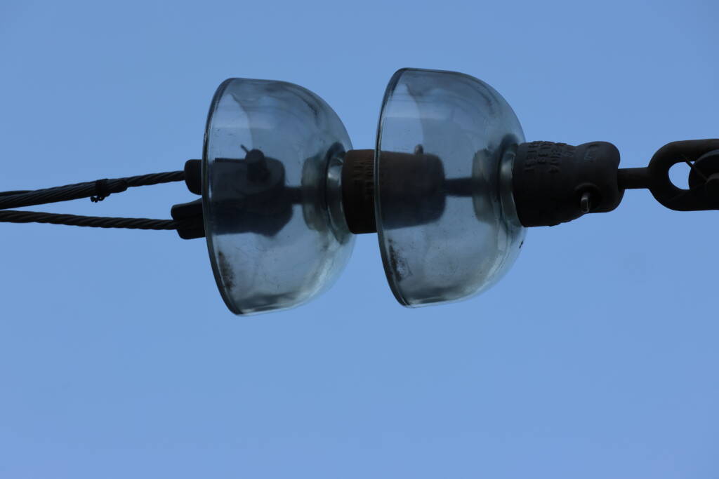 Glass insulators of the local railway.