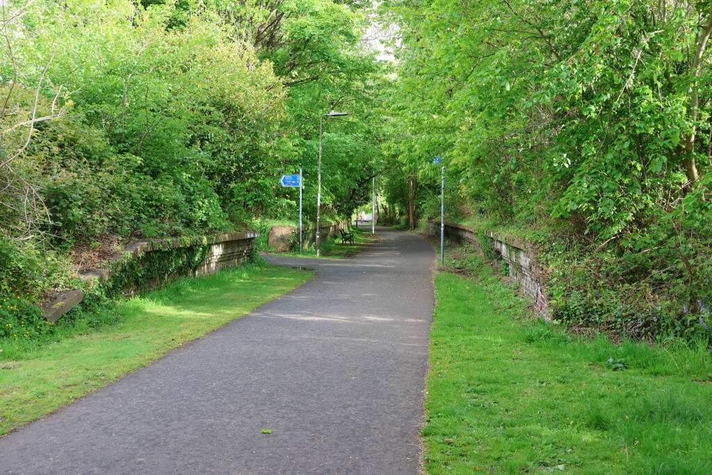 The platform on the left has been partially dismantled to allow better access to the path.