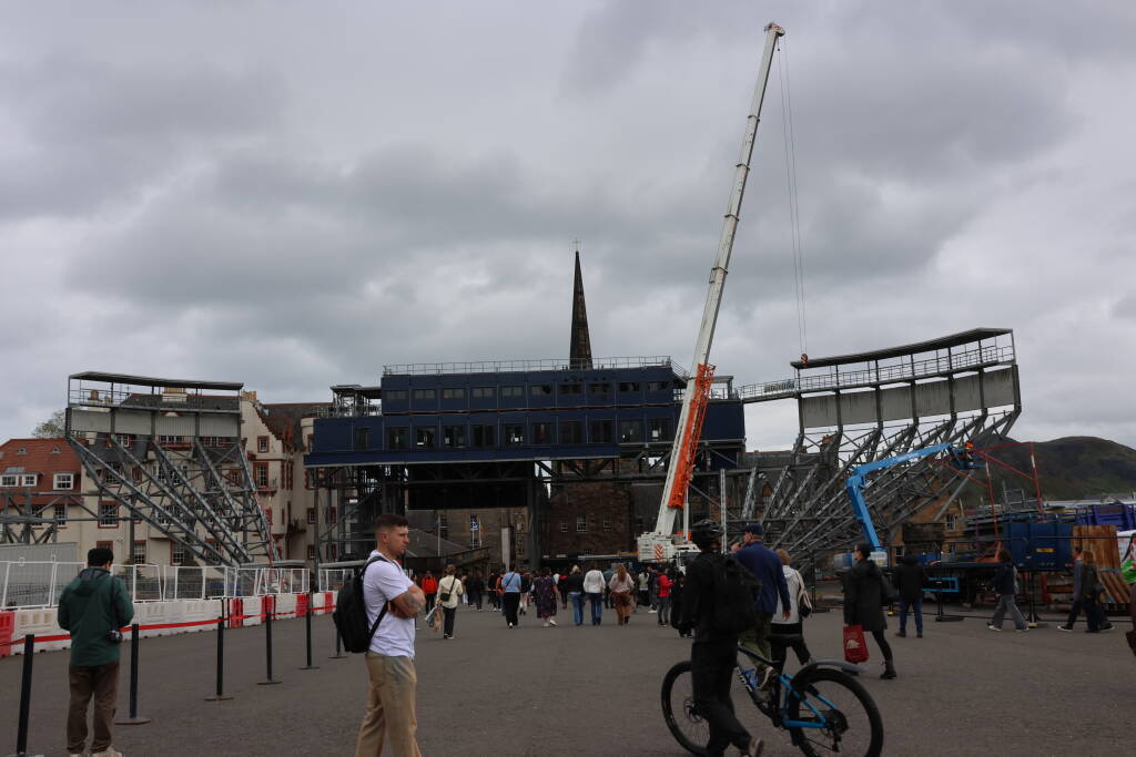 At the castle's courtyard, they're building something which looks like open theatre.