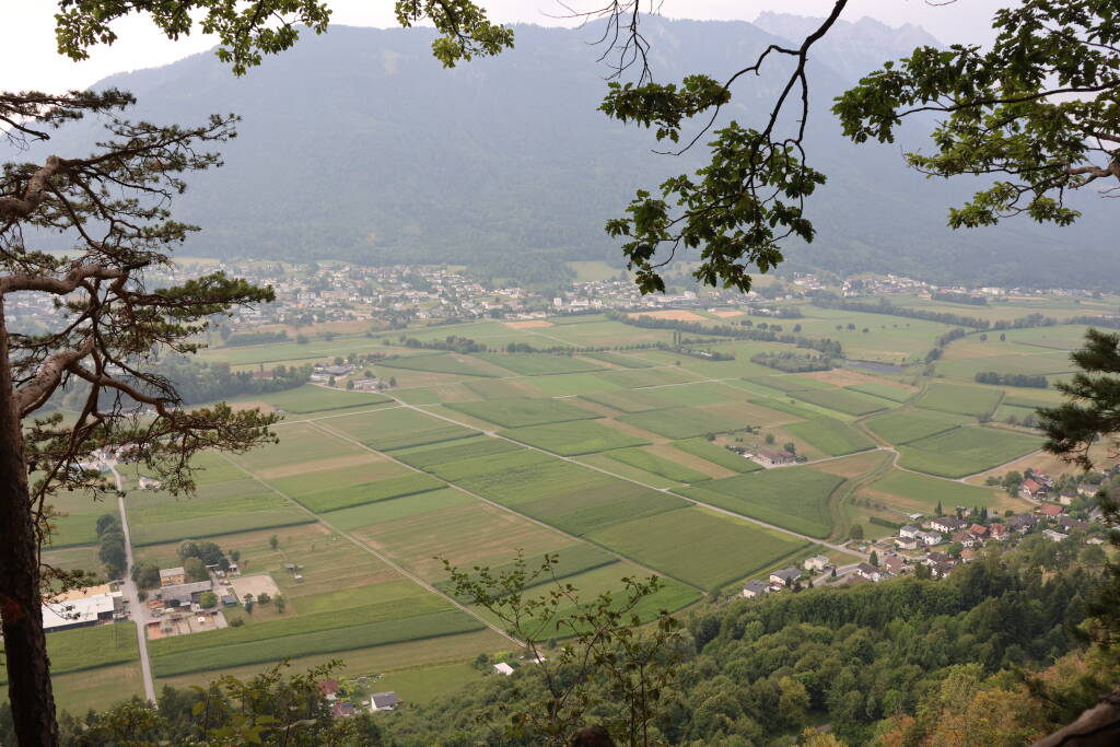 A view. Tisis (A) on the left, Schaanwald (LI) on the right.