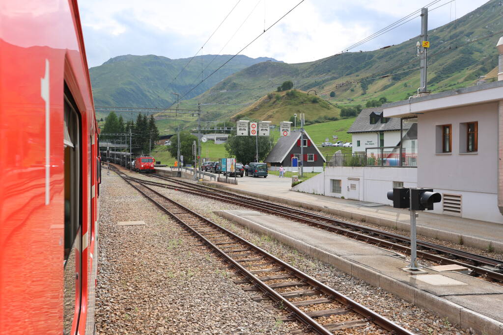 In the Realp station one can load their car on a train to avoid the Furka pass through the base tunnel to Oberwald.