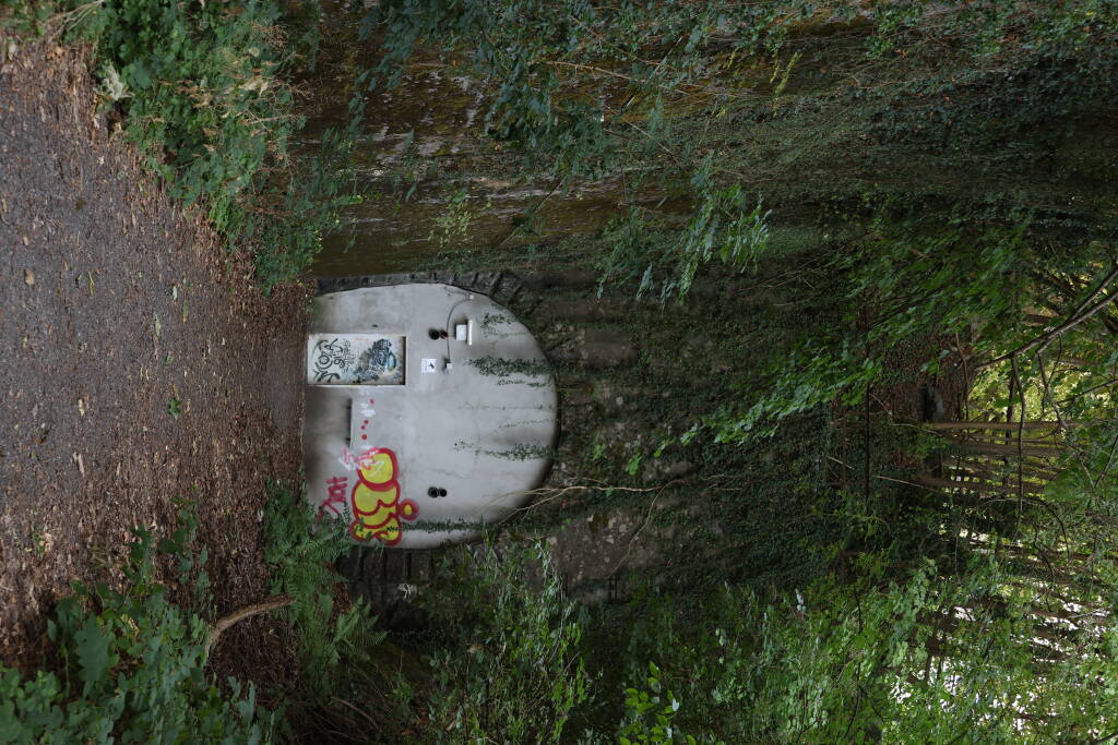 Tunnel is walled off. Nearby, there is a new one, two-track.