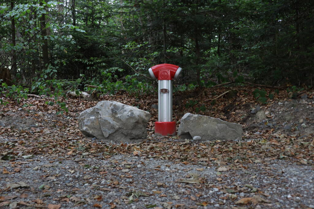 There is a hydrant in the forest, in case of a fire. Clever!