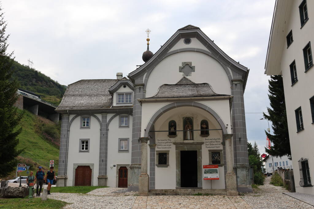 A little church on the hill. The swiss catholic hymnal contains hymns in four languages.