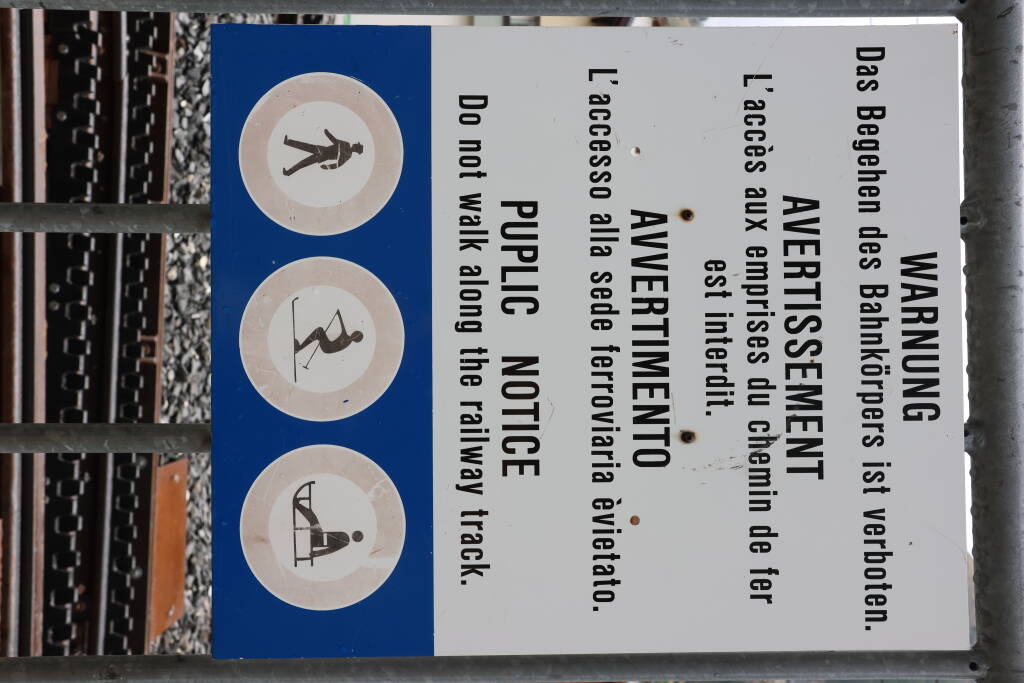 Do not step on the tracks, and don't ski or toboggan down the tracks. That almost seems that somebody tried that.